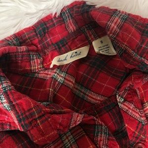 Red Plaid Button Up with 3/4 Sleeves